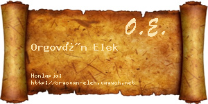 Orgován Elek névjegykártya